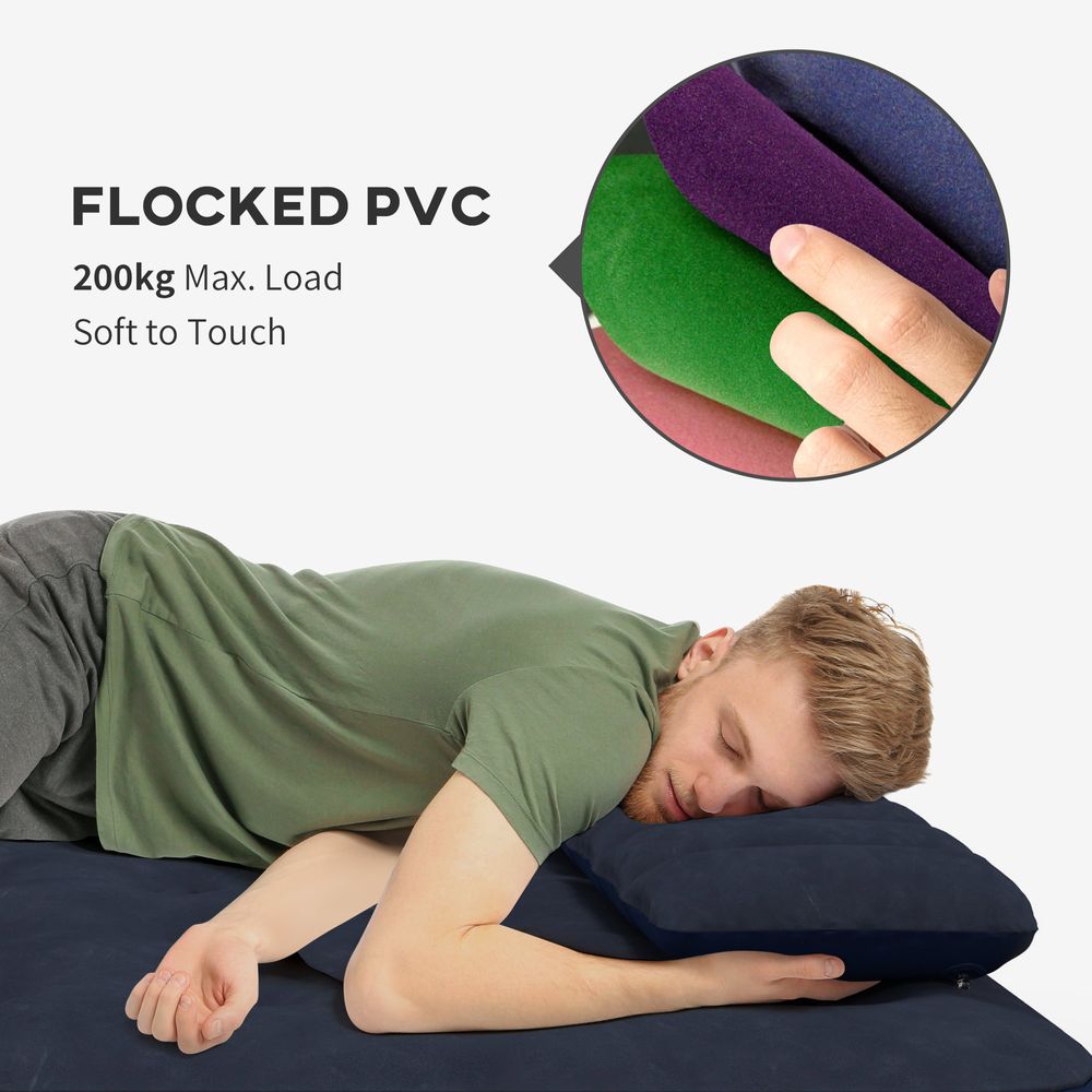 Inflatable Double Mattress with Hand Pump - Blue