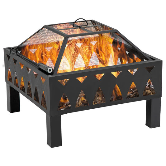 Log Burning Fire Pit with Screen Cover