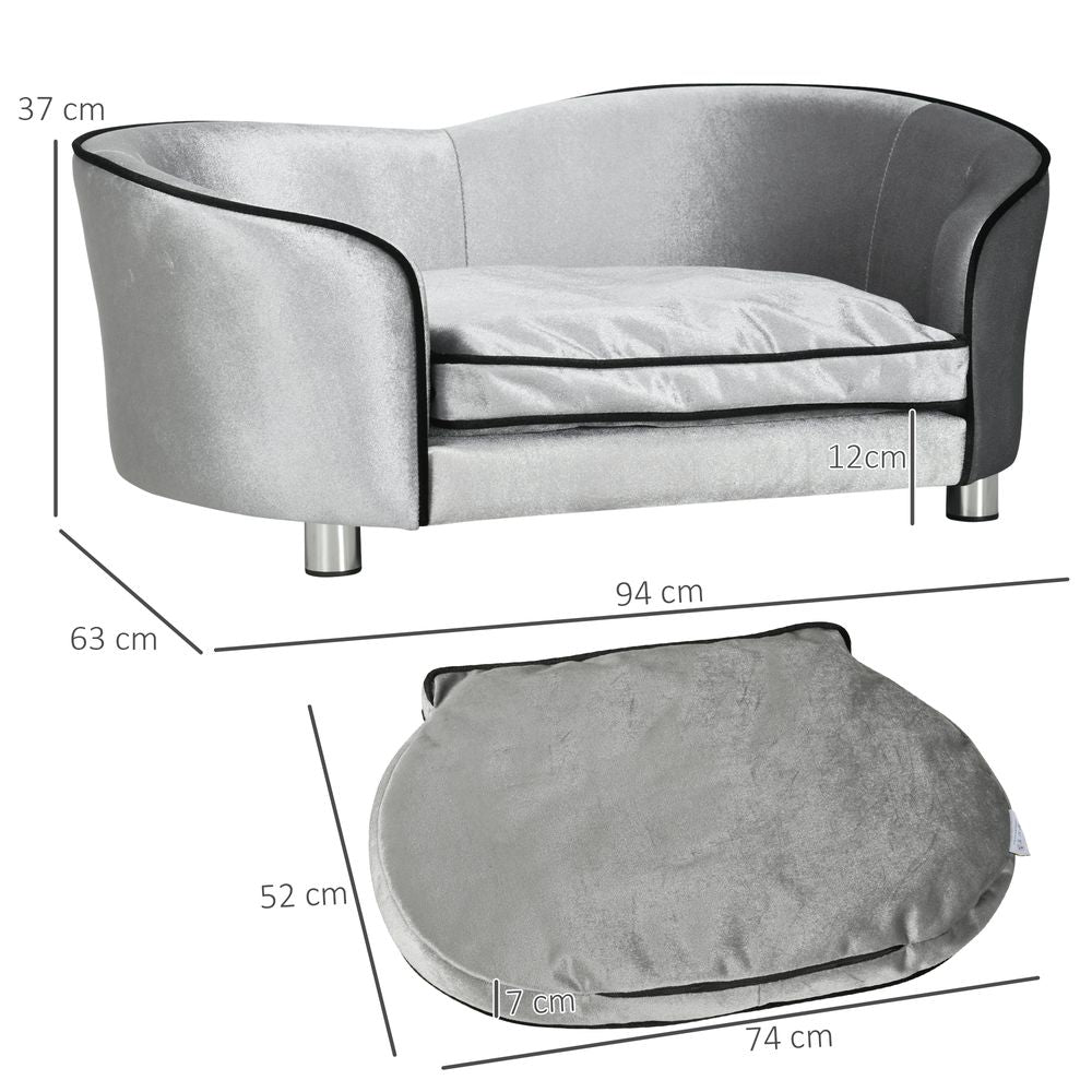 Silver Tone Medium Pet Sofa Bed