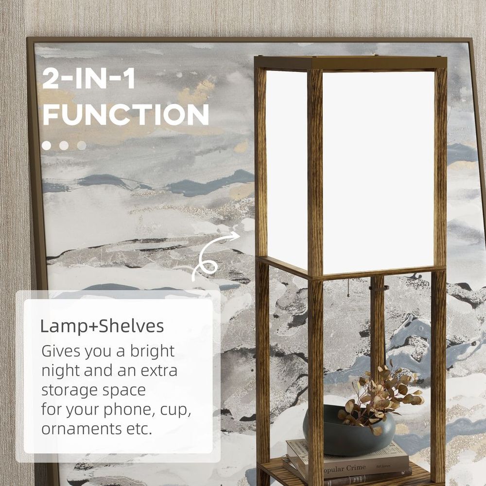 Dual Light Floor Lamp Brown