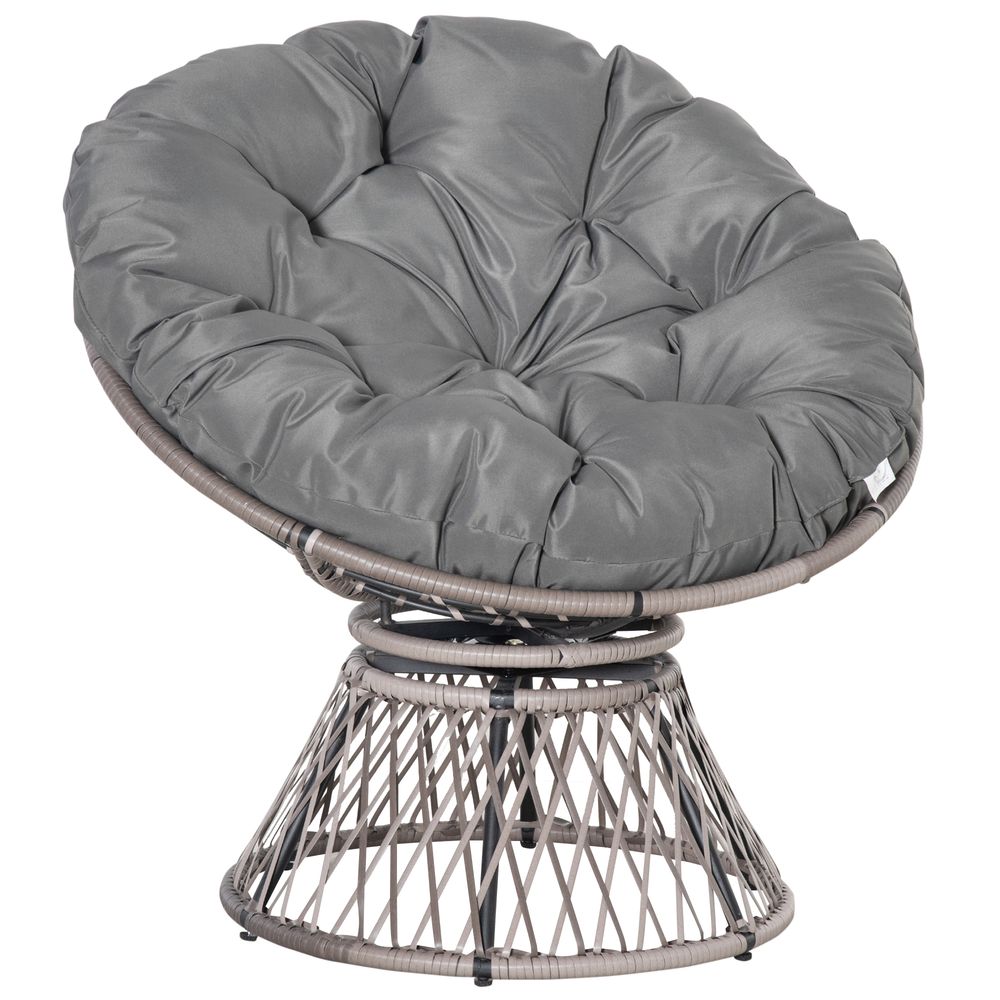 Rattan Chair with 360 Degree Swivel Grey