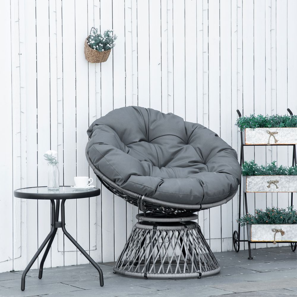 Rattan Chair with 360 Degree Swivel Grey
