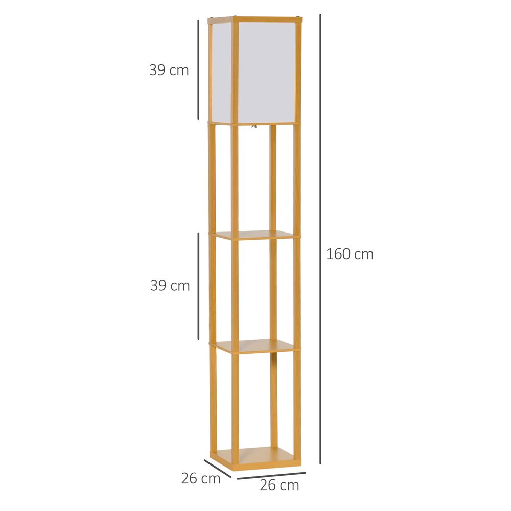Floor Lamp with Shelves Light Brown