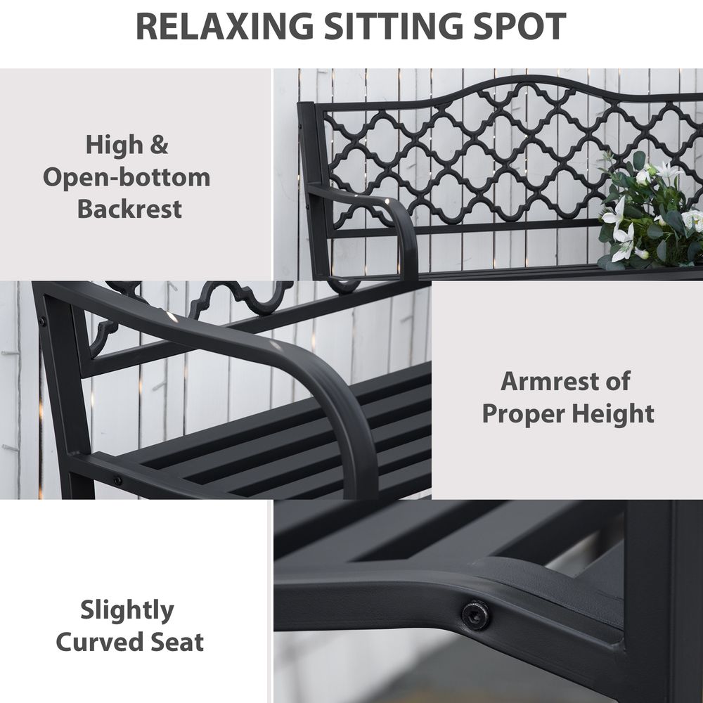Garden Bench with Armrest Steel