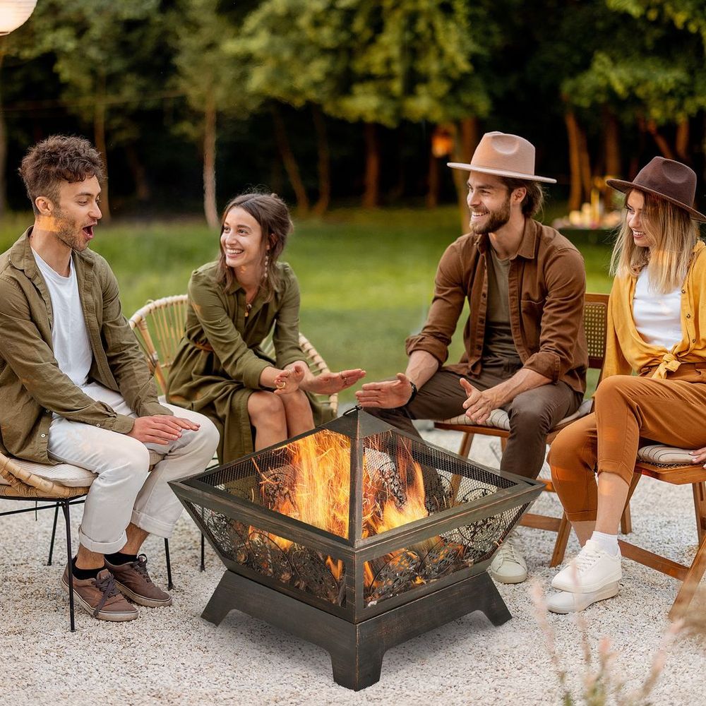 Fire Pit Griller with Cover