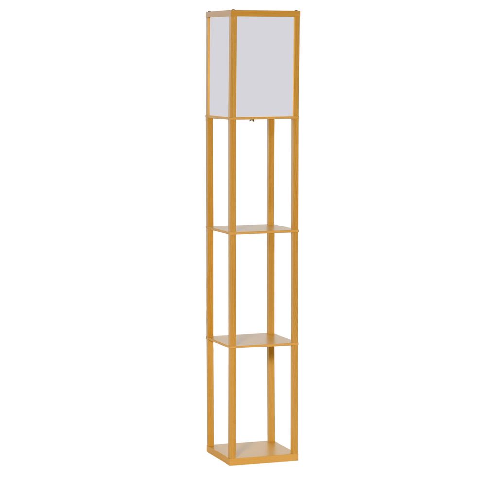 Floor Lamp with Shelves Light Brown