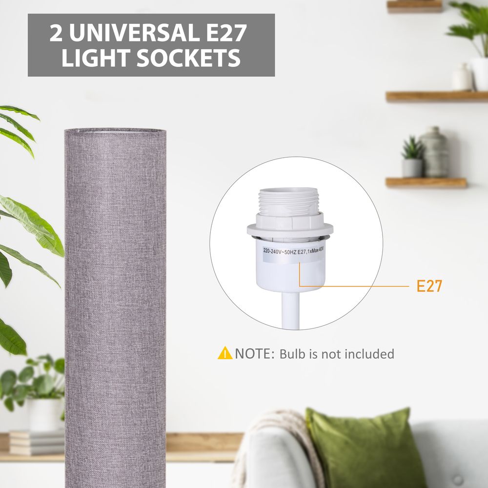 Floor Lamp with Grey Linen Fabric