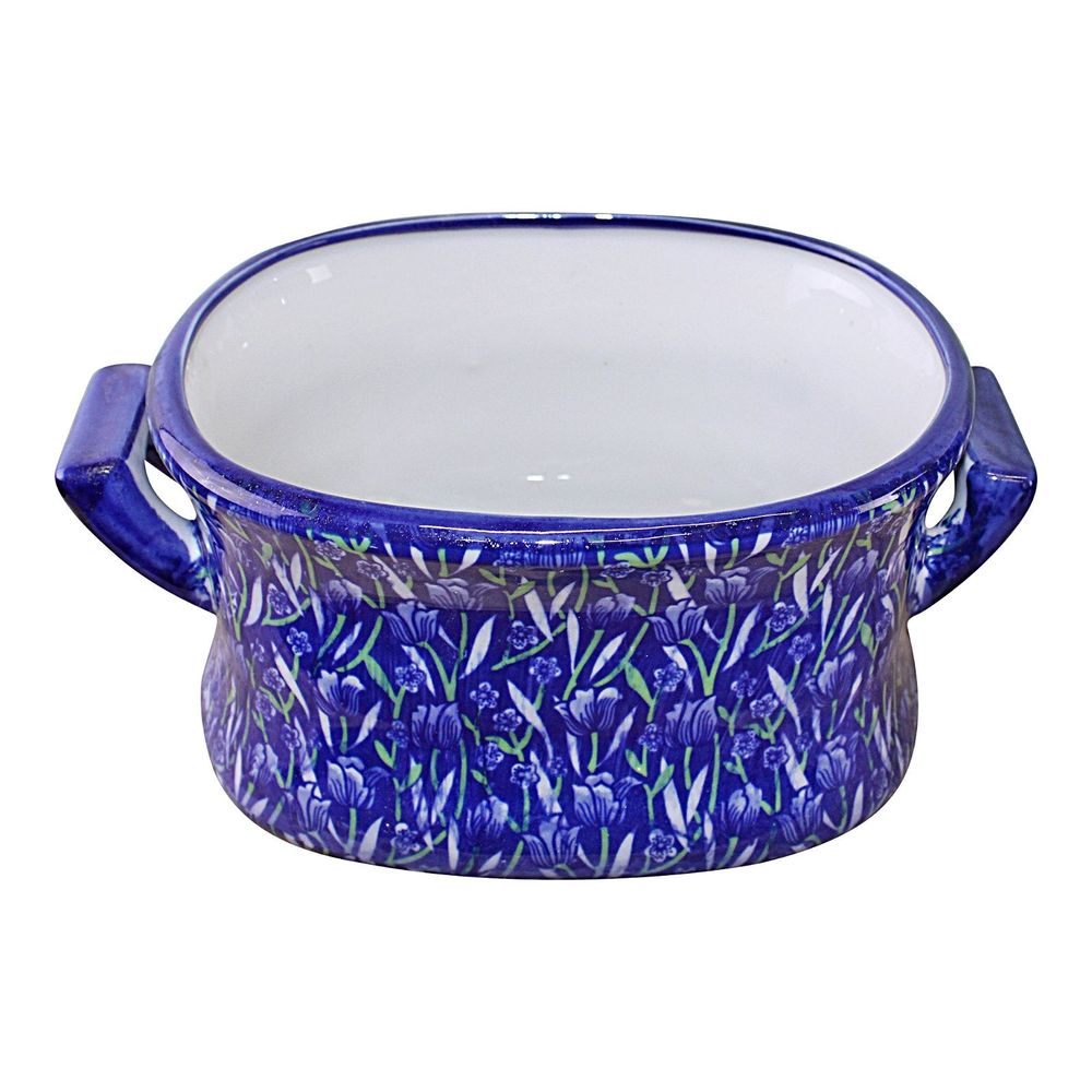 Vintage Blue Patterned Planter