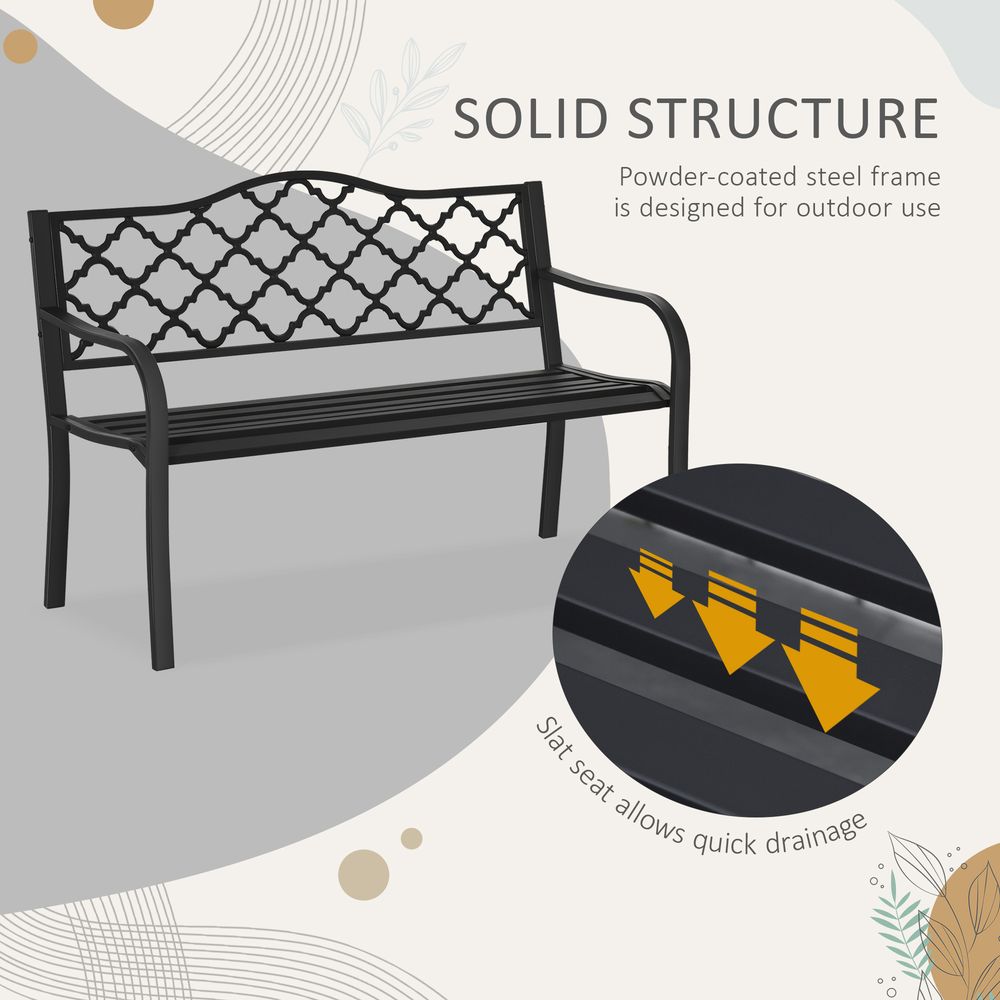 Garden Bench with Armrest Steel