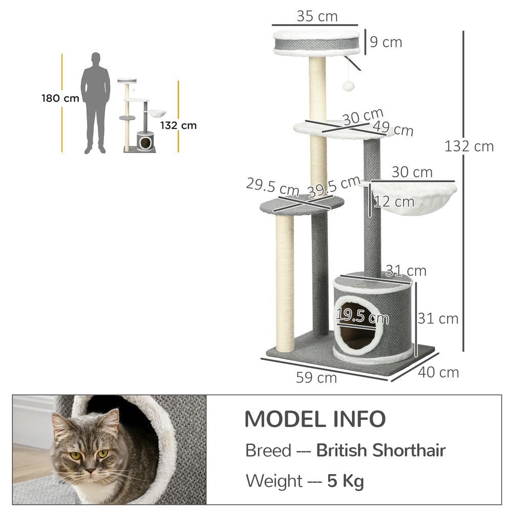 Cat Tree with Scratching Post & Hammock