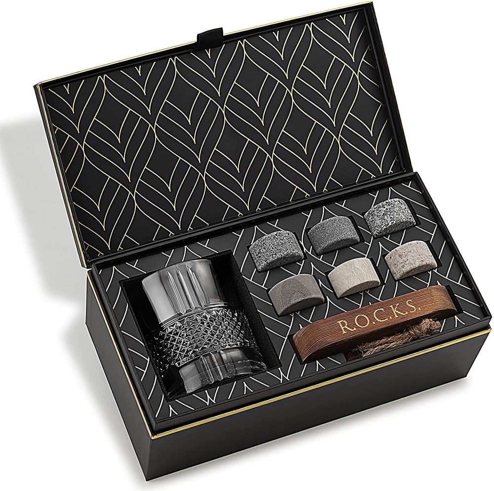 Whiskey Rocks Set with Glass