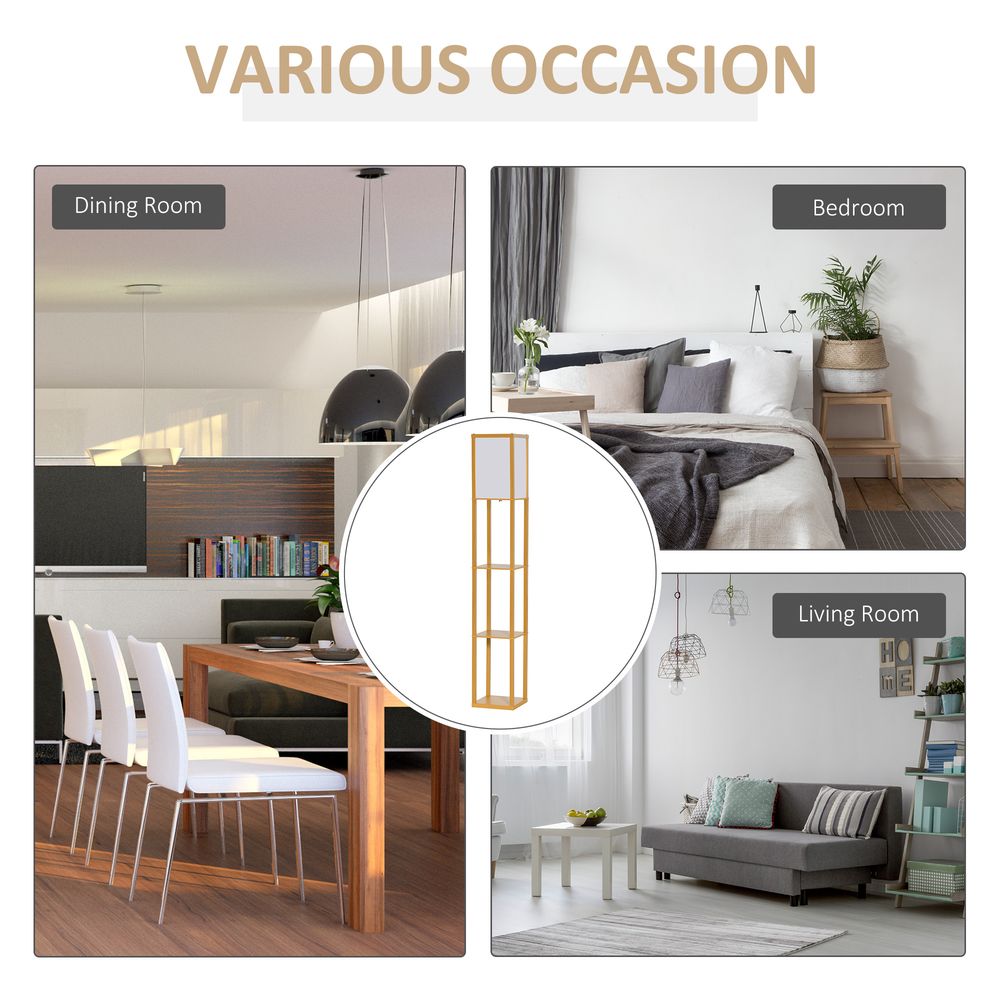 Floor Lamp with Shelves Light Brown