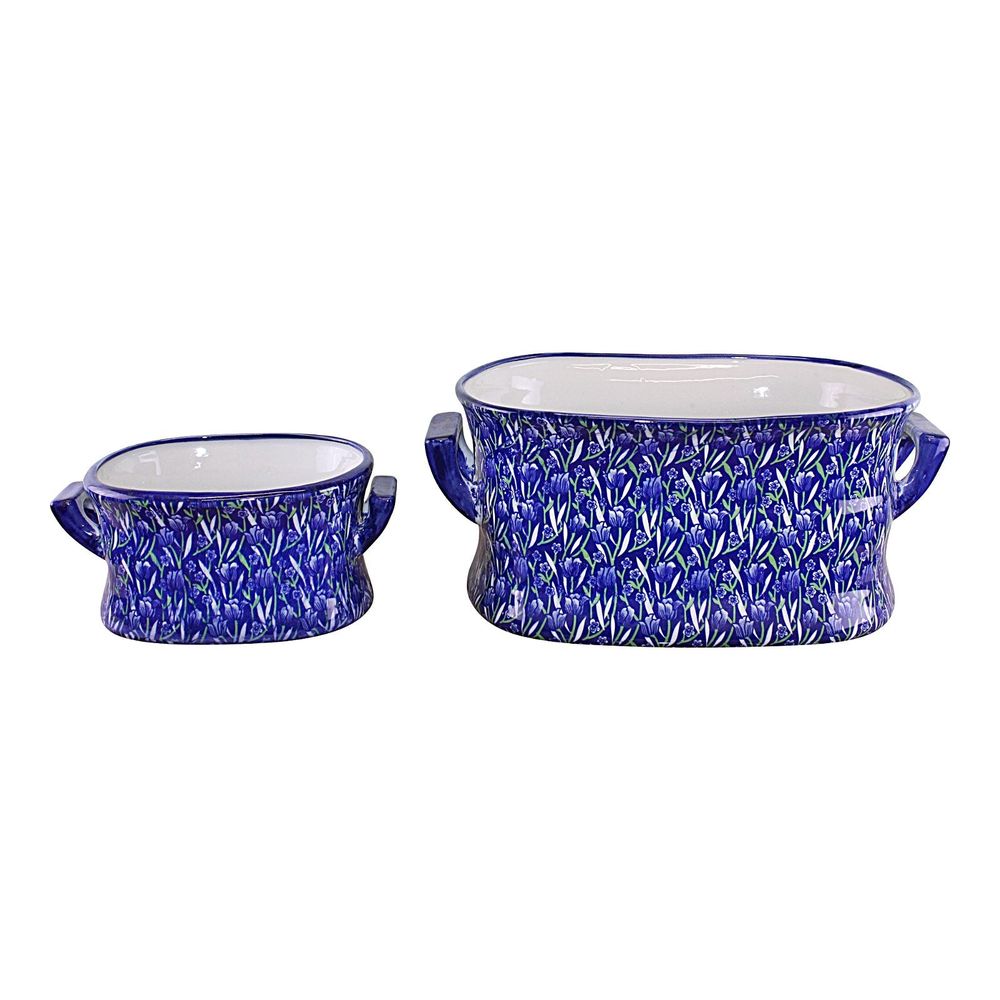 Vintage Blue Patterned Planter