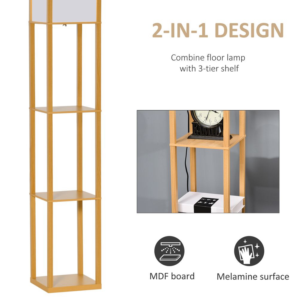 Floor Lamp with Shelves Light Brown