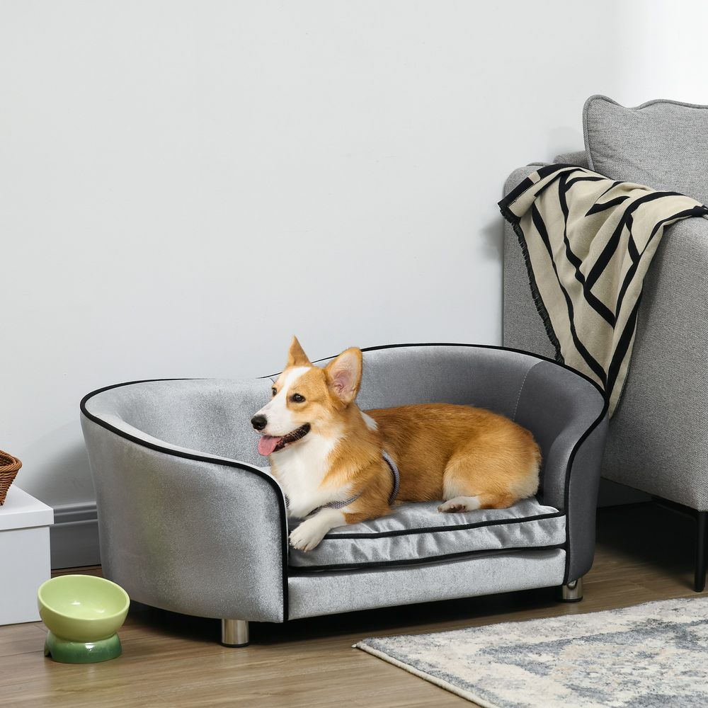 Silver Tone Medium Pet Sofa Bed