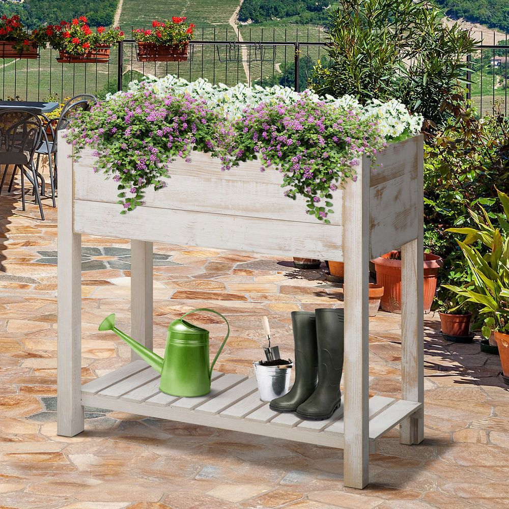 Planter with Storage Tier & 4 Pockets