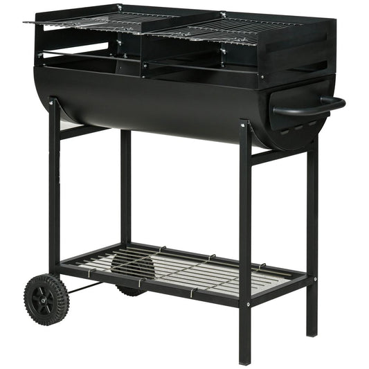 2 Grill Steel BBQ with Wheels