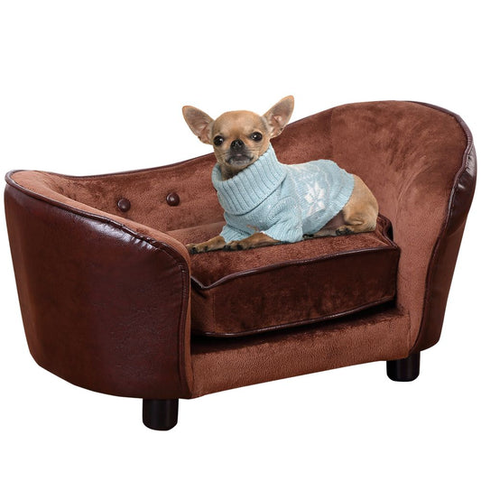 Brown Vintage Sofa Style Raised Dog Bed