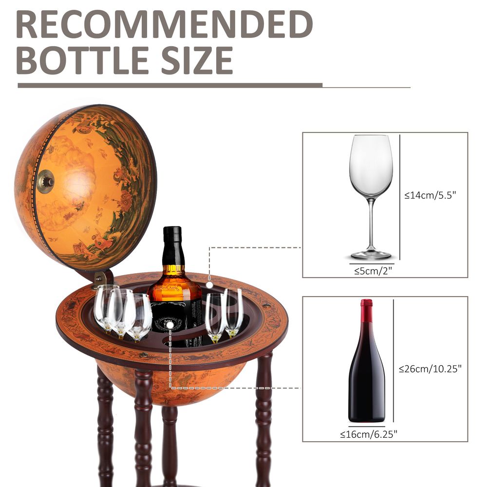 Retro Style Globe Bar 61cm