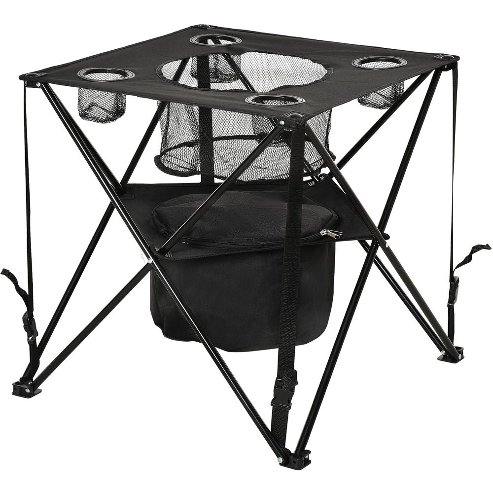 Camping Table with Cup Holders and Built-in Cooler
