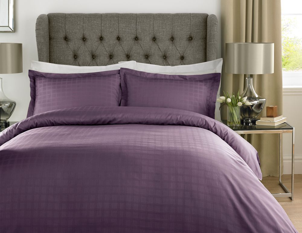 Duvet Set Chequered Pattern Purple