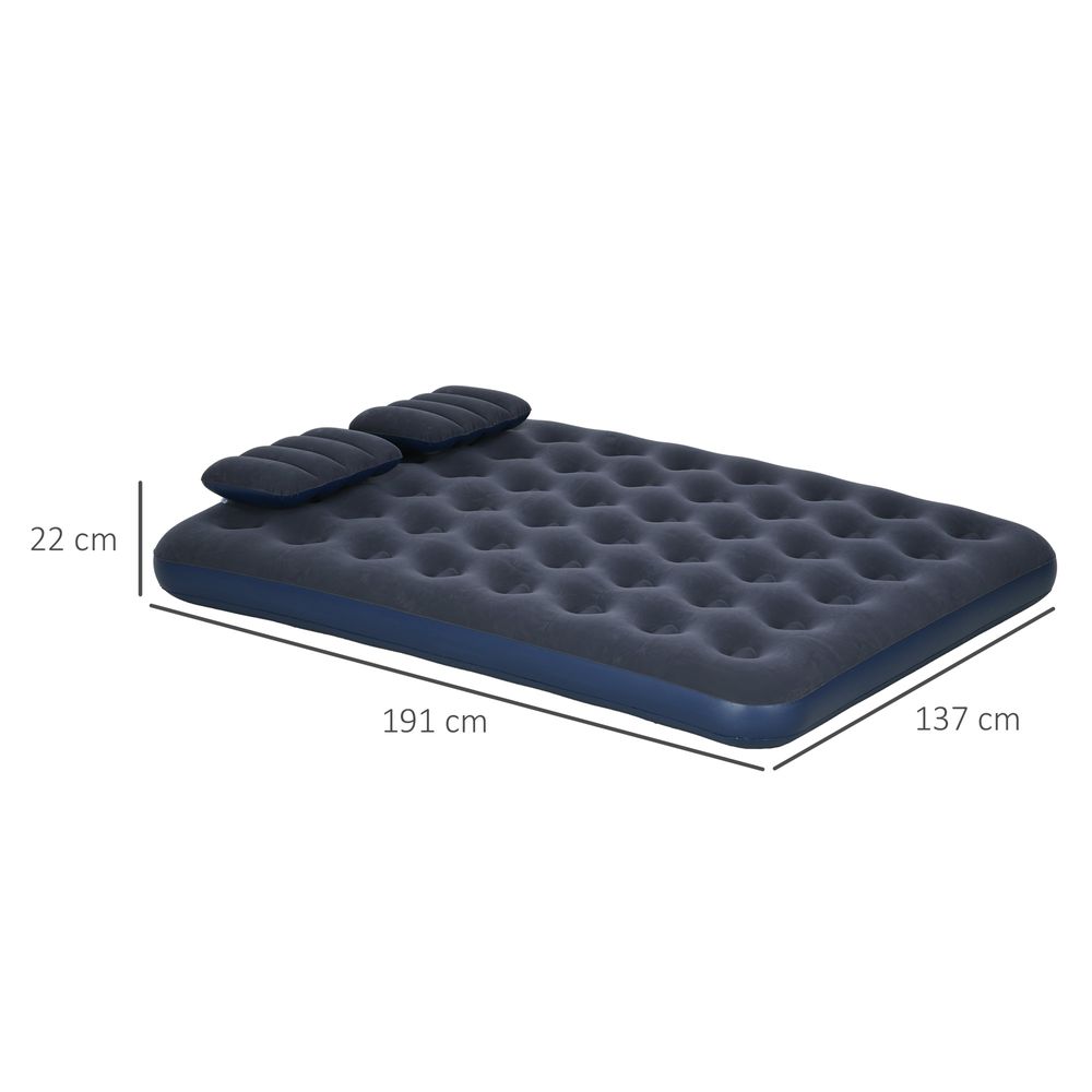 Inflatable Double Mattress with Hand Pump - Blue