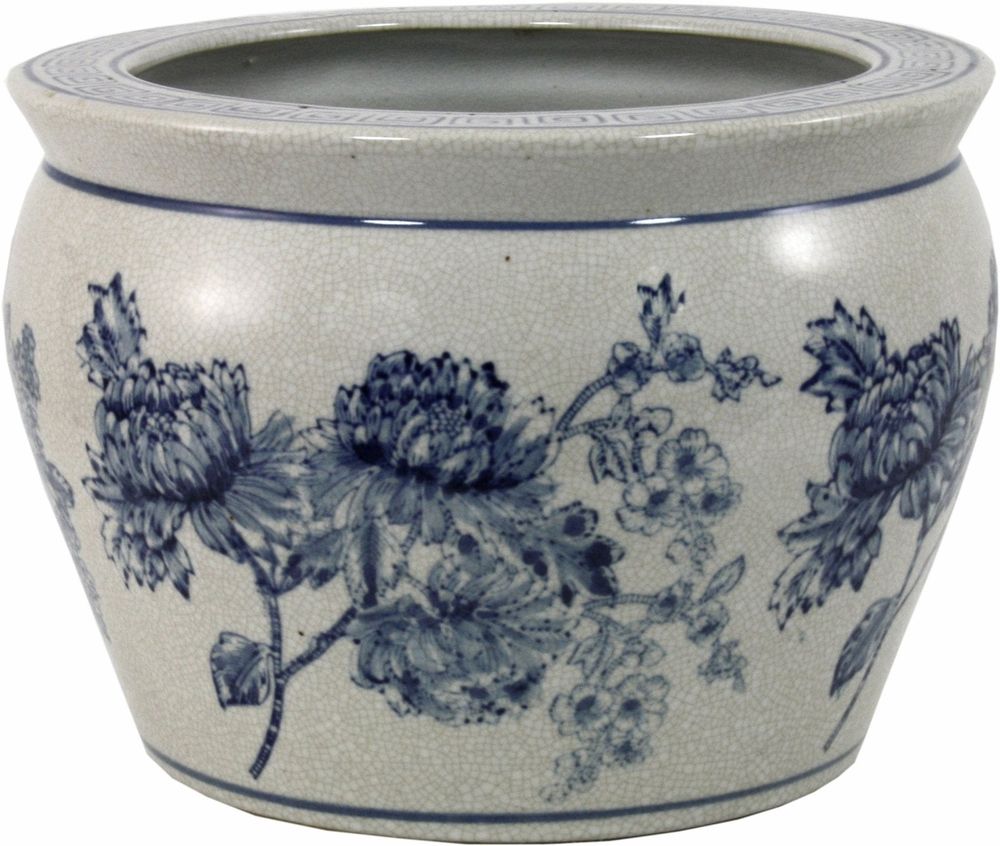 Blue Magnolia Ceramic Planter