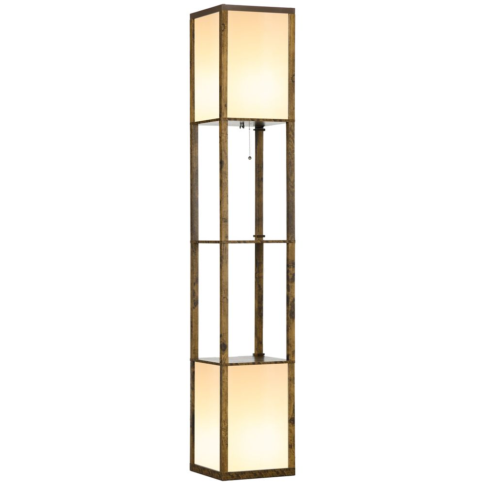 Dual Light Floor Lamp Brown
