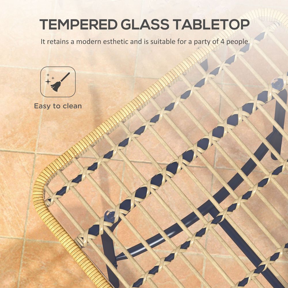 Glass Table & 4 Chairs Garden Set