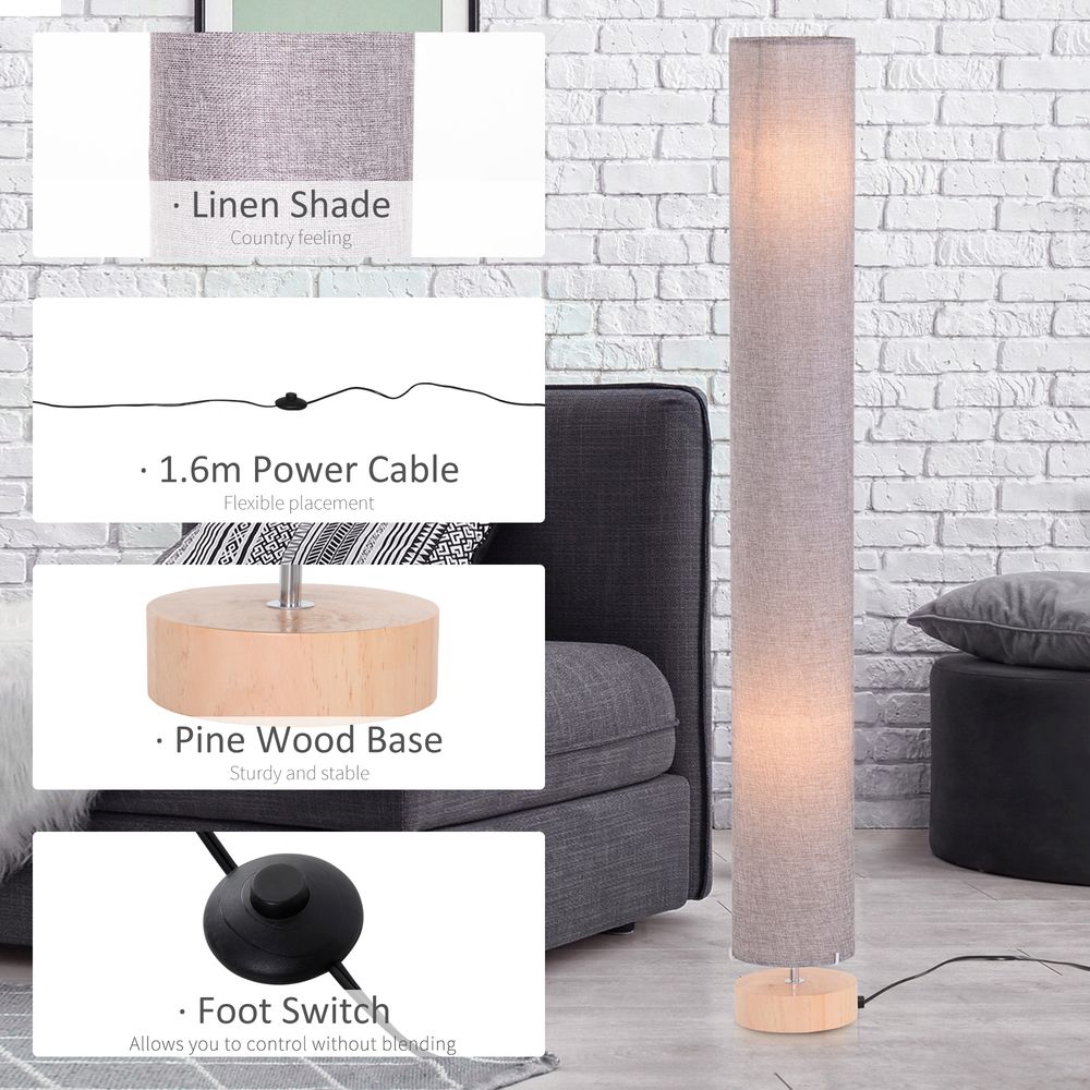 Floor Lamp with Grey Linen Fabric