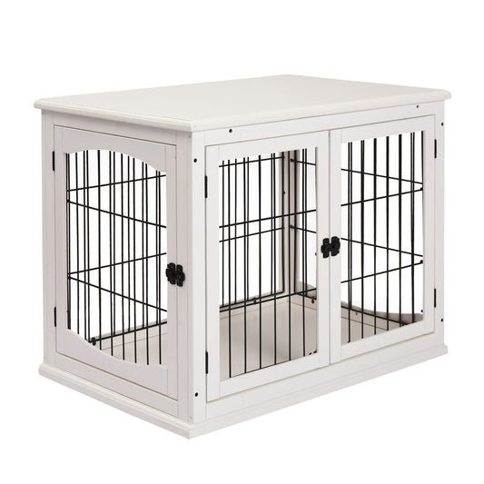 White Dog Crate with Table