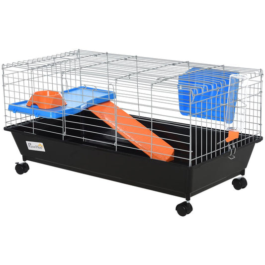 Small Animal Cage with Wheels In Black