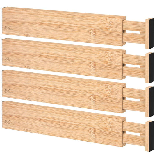 Expandable Bamboo Drawer Dividers - 4PC Organisers