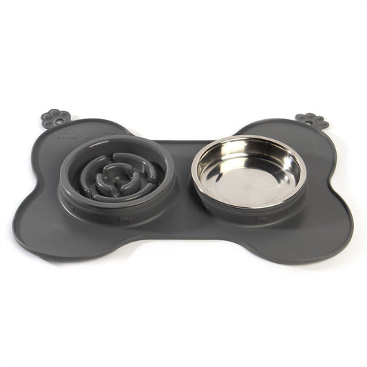 3 in 1 Pet Slow Feeder Set with Non Slip Mat