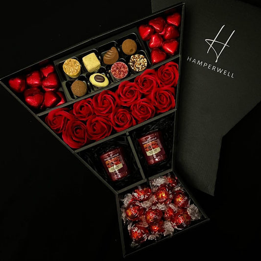 Luxury Lindt Lindor Chocolates with Red Roses & Yankee Candles