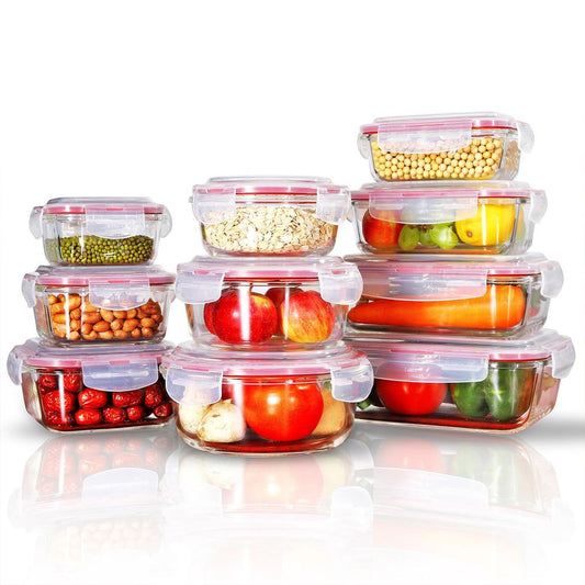 10 PCs Airtight Glass Food Containers with Lids