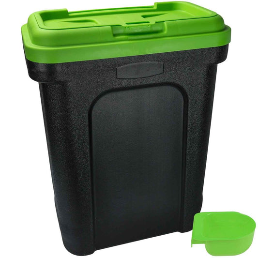Pet Food Container with Scoop Green