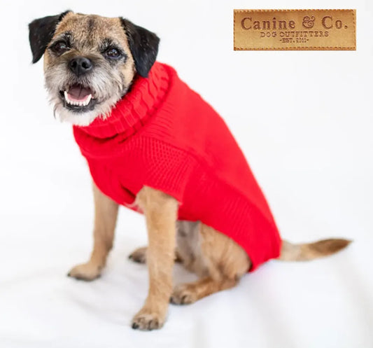 Cableknit Pet Jumper in Red