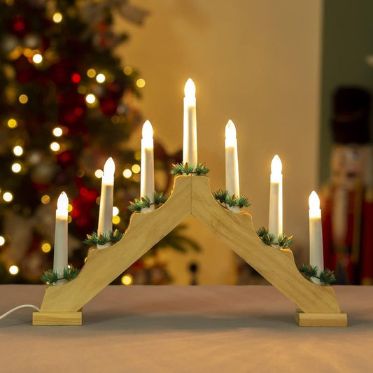 Christmas Wooden Candle Bridge with Pine Wood Finish