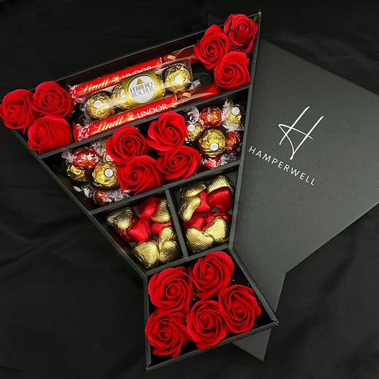 Chocolate Ferrero Rocher and Lindt Lindor Red Rose Bouquet