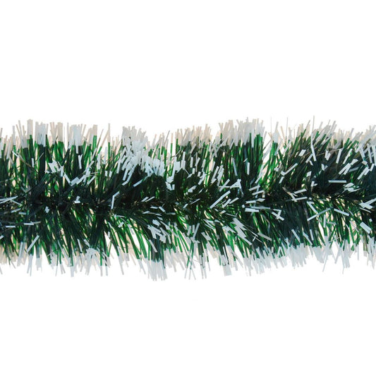 Green Snow-Tipped Tinsel: 3x3 Metres, 6-Ply, 10cm
