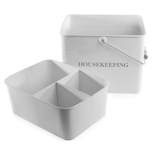 Vintage Cleaning Housekeeping Caddy in White