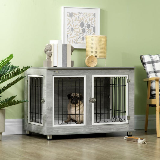 Double Door  Dog Crate with Soft Cushion
