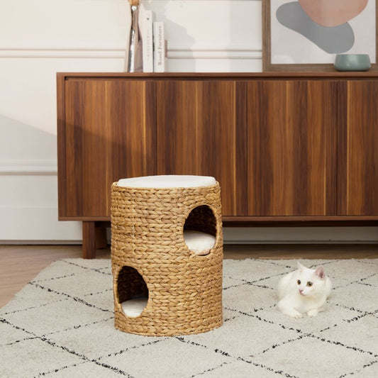 Three Tier Wicker Scratch Tower and Cat Bed