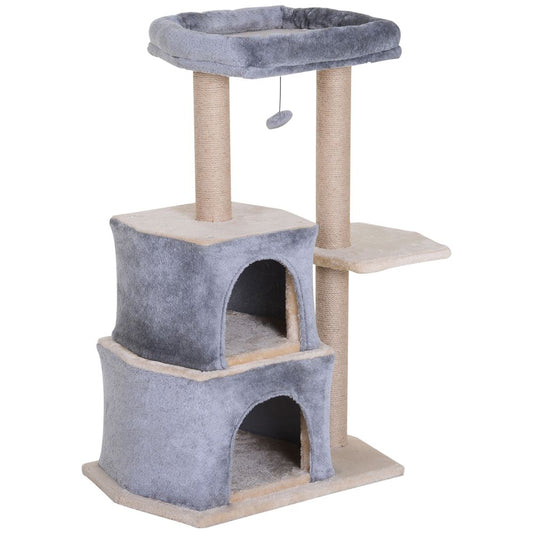 Multi-Level Cat Tree with Sisal-Covered Scratching Posts Grey
