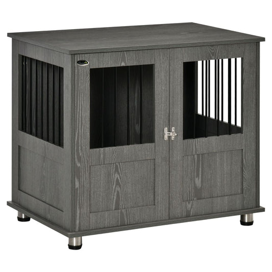 Dog Kennel for Medium Dogs with Magnetic Doors Wooden & Wire