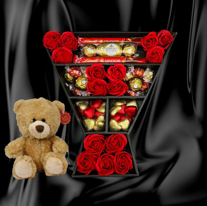 Chocolate Ferrero Rocher & Lindt Red Rose Bouquet