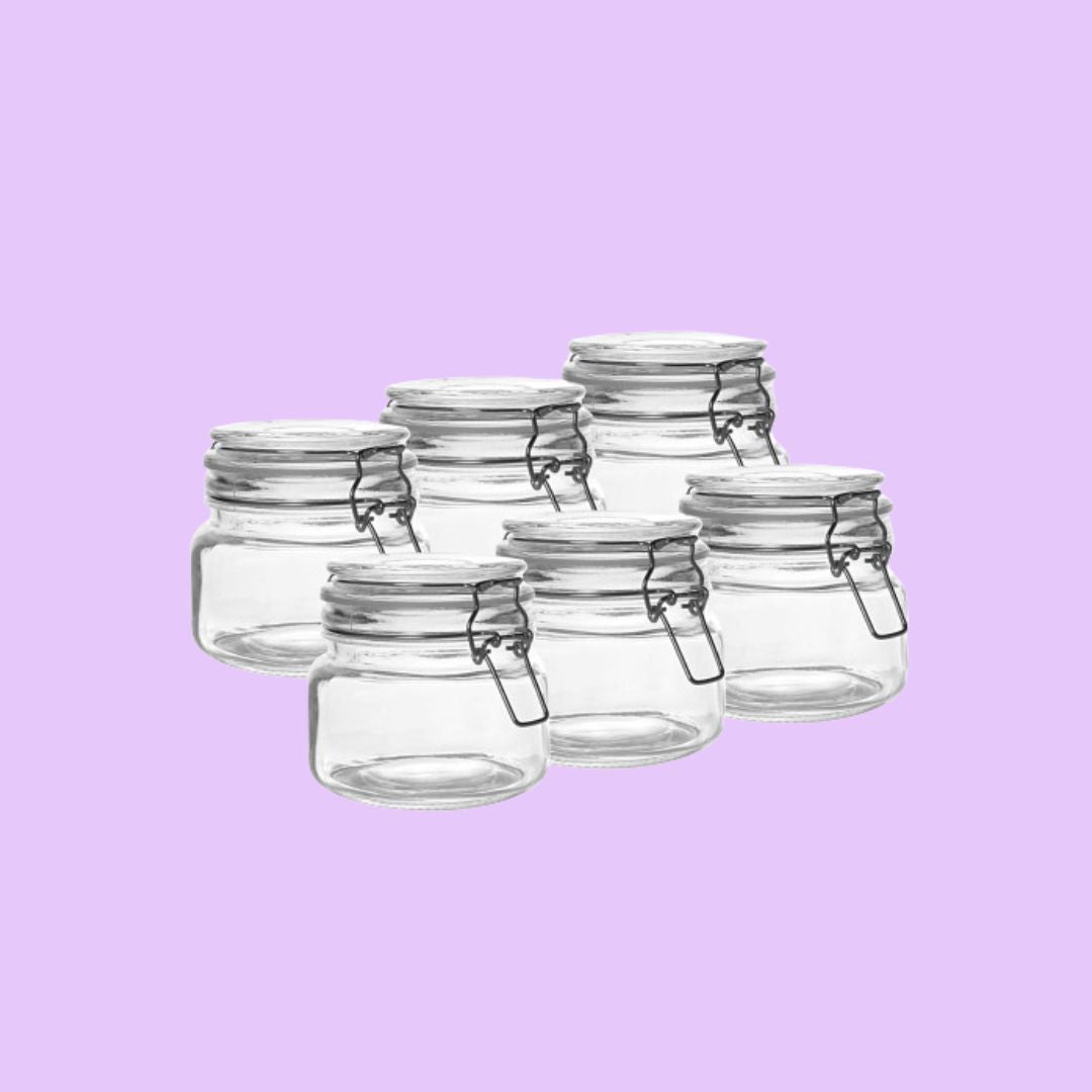 6 Pcs 500ml Jars with Clip Top