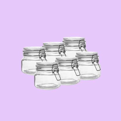 6 Pcs 500ml Jars with Clip Top