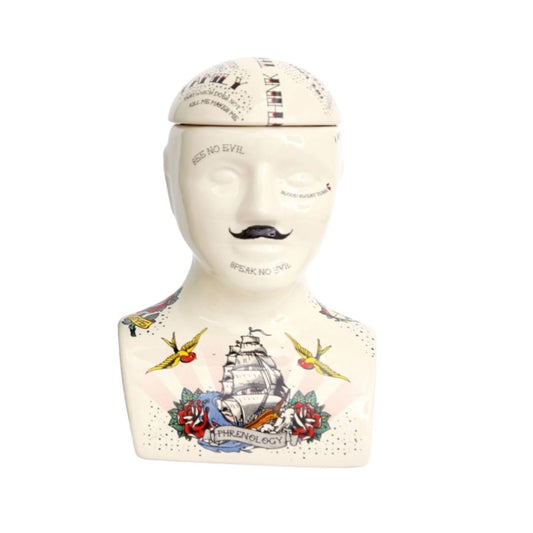 Tattooed Phrenology Head Vase